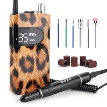 Load image into Gallery viewer, Lavinda 35000RPM Electric Nail Drill, Professional Cordless Nail Drill Machine Portable Rechargeable Nail Efile for Acrylic Gel Nails, Manicure Pedicure Tools for Salon Home Use-Leopard Print_1
