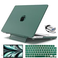 Load image into Gallery viewer, LCMOCICO for New MacBook Air 13.6 inch Case 2024 2023 2022 Release M3 A3113 A2681 M2, Matte Anti-Fingerprint Plastic Hard Shell Case with Fold Kickstand &amp; Keyboard Cover &amp; Screen Film, Midnight Green_1
