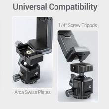 Load image into Gallery viewer, Leaplumin Aluminum Phone Mount for Tripod, Adjustable Phone Tripod Mount with Cold Shoe &amp; Arca Swiss Quick Release Plate,Universal Adjustable Clamp Suitable for iPhone 14 pro/13 Pro/12/11/Samsung, Gray_8387
