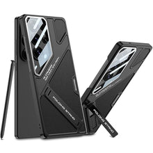 Load image into Gallery viewer, Leather Case for Samsung Galaxy S26 Ultra with Invisible Kickstand and Camera Lens Protective Film, Mechanical Style Slim PU Leather &amp; Hard PC Shockproof Cover for Galaxy S26 Ultra 6.9" (Black)_1
