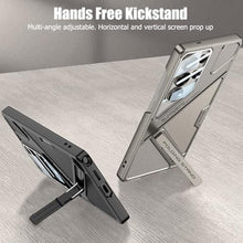 Load image into Gallery viewer, Leather Case for Samsung Galaxy S26 Ultra with Invisible Kickstand and Camera Lens Protective Film, Mechanical Style Slim PU Leather &amp; Hard PC Shockproof Cover for Galaxy S26 Ultra 6.9" (Black)_825
