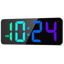 Load image into Gallery viewer, LED Digital Wall Clock with Dynamic RGB Display, Big Digits, Auto-Brightness, 12/24Hr Format, Modern Electric Small Silent Wall Clock for Living Room, Bedroom, Classroom, Farmhouse, Kitchen, Office_1

