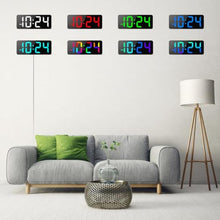 Load image into Gallery viewer, LED Digital Wall Clock with Dynamic RGB Display, Big Digits, Auto-Brightness, 12/24Hr Format, Modern Electric Small Silent Wall Clock for Living Room, Bedroom, Classroom, Farmhouse, Kitchen, Office_6815
