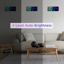 Load image into Gallery viewer, LED Digital Wall Clock with Dynamic RGB Display, Big Digits, Auto-Brightness, 12/24Hr Format, Modern Electric Small Silent Wall Clock for Living Room, Bedroom, Classroom, Farmhouse, Kitchen, Office_6818
