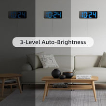 Load image into Gallery viewer, LED Digital Wall Clock with Large Display, Big Digits, Auto-Brightness, 12/24Hr Format, Modern Electric Small Silent Wall Clock for Living Room, Bedroom, Classroom, Farmhouse, Kitchen, Office - Blue_6129
