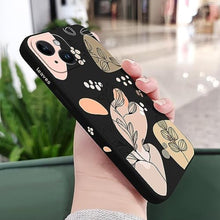 Load image into Gallery viewer, LEECG for iPhone 15 Case, Side Flowers Pattern Design Slim Soft Protector Phone Cover for iPhone 15, Morandi Black_3199
