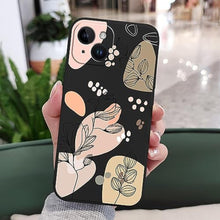 Load image into Gallery viewer, LEECG for iPhone 15 Case, Side Flowers Pattern Design Slim Soft Protector Phone Cover for iPhone 15, Morandi Black_3200
