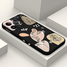 Load image into Gallery viewer, LEECG for iPhone 15 Pro Max Case, Side Flowers Pattern Design Slim Soft Protector Phone Cover for iPhone 15 Pro Max, Morandi Black, MorandiBlack_1
