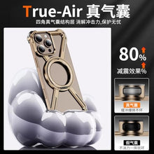 Load image into Gallery viewer, LEMAXELERS Metal Frameless Case for iPhone 16 Pro Max, Compatible with Magsafe, with Kickstand Ring Minimalist Emptiness Heat Dissipation Shockproof Cover for Apple iPhone 16 Pro Max. Gold HJ_7
