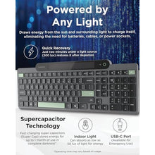 Load image into Gallery viewer, Lenovo 800 Self-Charging Bluetooth Keyboard, Uses Ambient Light for Charging, Bluetooth 5.1, Supports 3 Devices, Battery Free, Wireless, Grey_183
