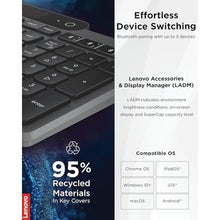 Load image into Gallery viewer, Lenovo 800 Self-Charging Bluetooth Keyboard, Uses Ambient Light for Charging, Bluetooth 5.1, Supports 3 Devices, Battery Free, Wireless, Grey_184

