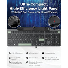 Load image into Gallery viewer, Lenovo 800 Self-Charging Bluetooth Keyboard, Uses Ambient Light for Charging, Bluetooth 5.1, Supports 3 Devices, Battery Free, Wireless, Grey_185
