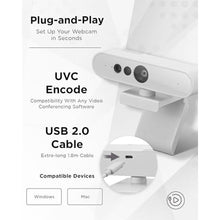 Load image into Gallery viewer, Lenovo HD 1080p Webcam (510 FHD) - Monitor Camera with 4X Digital Zoom, 95 Wide Angle, 360 Rotation Pan &amp; Tilt - Desktop Cam with Dual Microphones &amp; Windows Hello for Livestreaming &amp; Conferences, White_506
