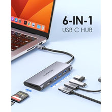 Load image into Gallery viewer, LENTION 6 in 1 USB C Hub, 3 USB3.0, 4K@30Hz, Card Reader, Multiport Adapter, SpaceGray_8015
