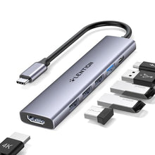 Load image into Gallery viewer, LENTION 6-in-1 USB C Hub, 4K@30Hz HDMI, 100W PD, 1 USB 3.0, 3 USB 2.0, SpaceGray_1
