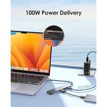Load image into Gallery viewer, LENTION Dual HDMI MST USB C Hub, 4K@60Hz, 100W PD, 2 USB 3.0, Card Reader, SpaceGray_96
