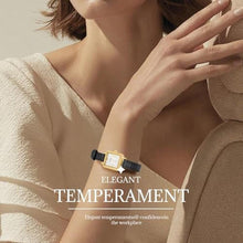 Load image into Gallery viewer, LEO RING Gold Watch for Women Luxury Square Roman Dial Wristwatch with Brown Leather Strap Dainty Small Case Fashion Watch for Women, White Gold Black, Retro Roman numerals Vintage_1684
