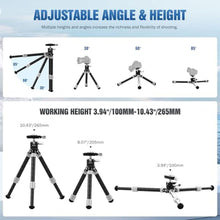Load image into Gallery viewer, LEOFOTO Carbon Fiber Mini Table Tripod with Ball Head for Camera, Lightweight Desktop Tripod with Base, 1/4" Arca QR Plate for Phone Adaptor/Projector, Max Height 10.43", Max Load 11LB, MT-02C Plus, black_253
