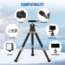 Load image into Gallery viewer, LEOFOTO Carbon Fiber Mini Table Tripod with Ball Head for Camera, Lightweight Desktop Tripod with Base, 1/4" Arca QR Plate for Phone Adaptor/Projector, Max Height 10.43", Max Load 11LB, MT-02C Plus, black_256
