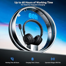 Load image into Gallery viewer, LEVN Bluetooth Headset, Bluetooth Headphones with Microphone (AI Cancelling), 60 Hrs Working Time Dual Connection Wireless Headset with Mic &amp; Mute Button for Work/Phone/Call Center/PC, Black_386
