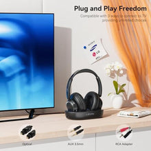 Load image into Gallery viewer, LEVN Wireless Headphones for TV Watching, TV Headphones Wireless for Seniors with Transmitter Charging Base, Hearing-impaired, No Audio Delay Bluetooth 5.2, Plug and Play, Gifts for Elderly, Black_6525
