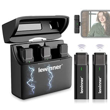 Load image into Gallery viewer, Lewinner Wireless Microphone Set, 2 Transmitters &amp; 1 Receiver, Bluetooth, Ideal for Interviews, With Storage Box, Black_1
