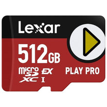 Load image into Gallery viewer, Lexar 512GB Play PRO microSD Express Card, UHS-I, C10, U3, V30, Full HD, 4K, Up to 900/600 MB/s Memory Card, Compatible w/Nintendo-Switch 2, ASUS ROG Ally, Steam Deck, Gaming (LMSXPS0512G-BNNNU), Black_1

