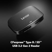 Load image into Gallery viewer, Lexar Professional CFexpress Type B / SD USB 3.2 Gen 2 Reader, Transfer Speeds Up To 10Gbps, Designed for CFexpress Type B and SD Cards (LRW520U-RNBNG), Black_872
