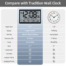 Load image into Gallery viewer, LFF Atomic Clock/Never Needs Setting, Battery Operated, Atomic Wall Clock with Indoor/Outdoor Temperature &amp; Humidity, Wireless Outdoor Sensor, 15" Digital Wall Clock with 4.5" Numbers Easy-to-Read_156

