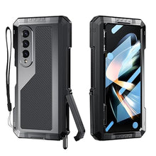 Load image into Gallery viewer, Libeagle Compatible with Samsung Galaxy Z Fold 4 Case with Metal Bumper Premium Rugged Heavy Duty Shockproof Protective [S Pen Holder] [Hinge Protection] [Screen Protector] Stand Cover 5G 2022-Black_1
