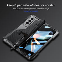 Load image into Gallery viewer, Libeagle Compatible with Samsung Galaxy Z Fold 4 Case with Metal Bumper Premium Rugged Heavy Duty Shockproof Protective [S Pen Holder] [Hinge Protection] [Screen Protector] Stand Cover 5G 2022-Black_7770
