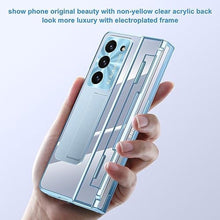 Load image into Gallery viewer, Libeagle Compatible with Samsung Galaxy Z Fold 5 Case with Innovative Hinge Protection, Detachable S Pen Holder &amp; Capacitance Pen, Non-Yellow Clear Back, Screen Protector, Stand Cover 5G 2023, Blue, Blueforfoldpenholderwithcapacitancepen_420
