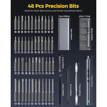Load image into Gallery viewer, LIFEGOO Mini Electric Screwdriver, 62 in 1 Cordless Precision Power Screwdriver Set with 48 Bits, LED Lights Magnetic Mat, Rechargeable Portable Repair Tool Kit for Phone Watch Camera Laptop PC, Grey_8581
