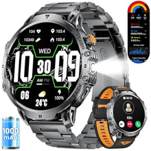 Load image into Gallery viewer, LIGE Smart Watches for Men with 50+Days Standby(1000mAh)/1.85" HD AMOLED Large Screen/Flashlight/50M Waterproof,100+ Sports Fitness Tracker Watch,Pedometer Mens Military Smart Watch for Android iPhone_1
