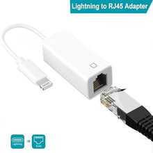 Load image into Gallery viewer, Lightning to Ethernet Adapter, [MFi Certified] Lightning to RJ45 Ethernet LAN Network with Connector Compatible with iPhone 14/13/12/11/iPad/iPod Models,Supports 100Mbps High Speed,Plug and Play, White_65
