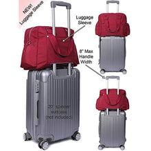 Load image into Gallery viewer, Lily &amp; Drew Nylon Travel Tote Cross-body Carry On Bag with shoulder strap (Raspberry)_395
