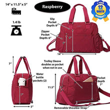 Load image into Gallery viewer, Lily &amp; Drew Nylon Travel Tote Cross-body Carry On Bag with shoulder strap (Raspberry)_396
