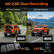 Load image into Gallery viewer, LINGDU 12" Mirror Dash Cam, 4K UHD Front and 2.5K Rear View Dash Camera for Car, with ADAS BSD LCA Smart Mode, GPS, G-Sensor, Loop Recording, Parking Monitor, Voice Control, 5.8GHz WiFi, Black_1740
