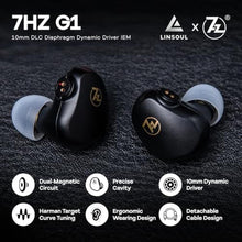 Load image into Gallery viewer, Linsoul 7HZ G1 in-Ear Monitor, 10mm DLC Diaphragm Dynamic Driver IEM Earphone, Wired Gaming Earbuds with Detachable OFC Silver-Plated Cable for Musician Audiophile (3.5mm with Mic, Black)_4072
