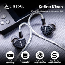 Load image into Gallery viewer, Linsoul Kefine Klean in Ear Monitor,10mm DLC Diaphragm Dynamic Driver HiFi Earphones,Wired Gaming Earbuds,Replaceable Nozzles,Detachable Silver-Plated Cable for Audiophile (No Mic 3.5mm, Black)_592
