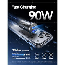 Load image into Gallery viewer, LISEN 90W USB C Car Charger USB C Fast Charge, 45W PD&amp;QC 3.0 Fast Car Charger for iPhone 17 Pro Max 16 15 Pro, Cigarette Lighter USB Charger Adapter for Samsung S26 S25, Android [Metal&amp;Mini] Sockets_2198
