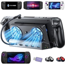 Load image into Gallery viewer, LISEN Docking Station for ASUS ROG ALLY X &amp; Steam Deck &amp; Lenovo Legion GO, Dual Cooling Fan [Zero Distraction] ROG ALLY Dock Station with 4K@60Hz,USB 3.0*3, PD100W and Ethernet Fit For Steam Deck OLED, Grey_1
