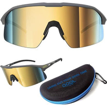 Load image into Gallery viewer, Living out your qool time Polarized Wrap Around shield cycling Sunglasses Men Women Golfing ski Triathlon Volleyball Running Baseball Padel Tennis 118, bGreyGold_1
