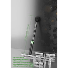 Load image into Gallery viewer, LLAVETOR 3/8" Torque Wrench Set, Adjustable Click Torque Wrench 3.69-44.25 ft.lb, Inch Pound Torque, Black_5367
