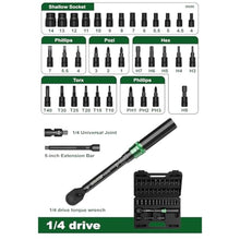 Load image into Gallery viewer, LLAVETOR 37pcs Bike Torque Wrench Set, Inch Pound Torque Wrench 1/4 Inch Drive, Bike Tool Kit, Bike Torque Wrench Set 4-20Ft.lb(5.4-27.2N.m) Pro Bicycle Tool Kit, Black_5342
