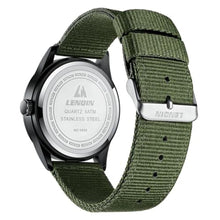 Load image into Gallery viewer, LN LENQIN Mens Watches Unisex Military Sport Nylon Strap Stylish Luminous Fashion Analog Quartz Watch for Men Waterproof Army Tactical Casual Wristwatch, ALNBlackYellowGreen_4178
