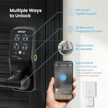 Load image into Gallery viewer, Lockly Secure Plus, Bluetooth Smart Lock, Keyless Entry Door Lock, PIN Genie Keypad, 3D Biometric Fingerprint Sensor, Auto Lock - Matte Black (PGD628FMB) - Latch Edition, MatteBlack_82
