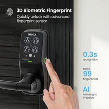 Load image into Gallery viewer, Lockly Secure Plus, Bluetooth Smart Lock, Keyless Entry Door Lock, PIN Genie Keypad, 3D Biometric Fingerprint Sensor, Auto Lock - Matte Black (PGD628FMB) - Latch Edition, MatteBlack_84

