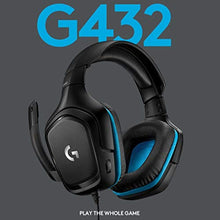 Load image into Gallery viewer, Logitech G432 Wired Gaming Headset, 7.1 Surround Sound, DTS Headphone:X 2.0, 50 mm Audio Drivers, USB and 3.5 mm Jack, Flip-to-Mute Mic, PC, Black, BlackBlue_857
