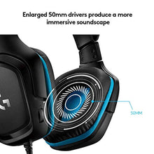 Load image into Gallery viewer, Logitech G432 Wired Gaming Headset, 7.1 Surround Sound, DTS Headphone:X 2.0, 50 mm Audio Drivers, USB and 3.5 mm Jack, Flip-to-Mute Mic, PC, Black, BlackBlue_859
